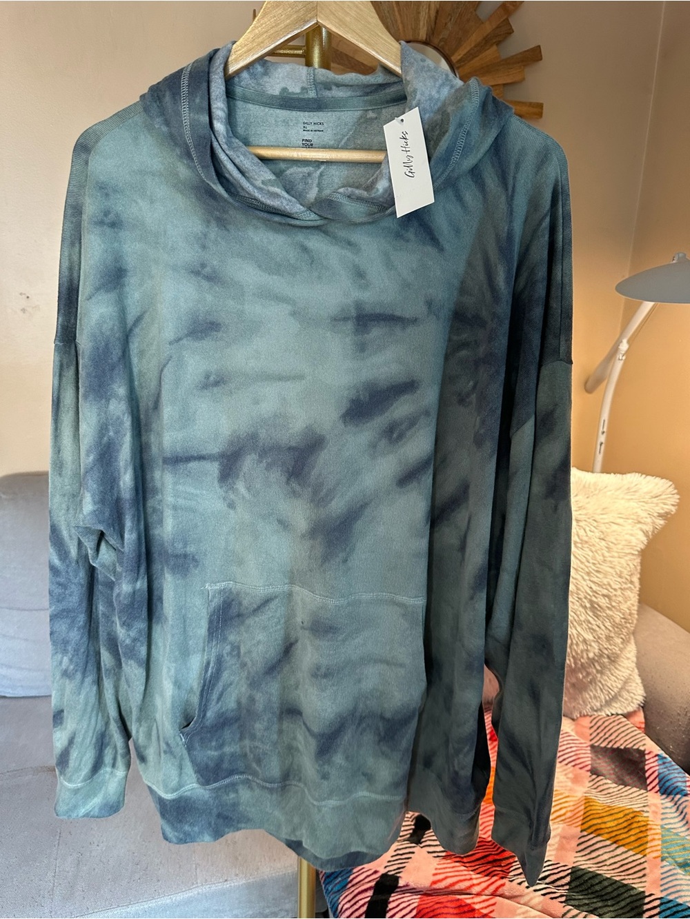 Gilly Hicks Blue-Grey Tie-Dye Hooded Pullover